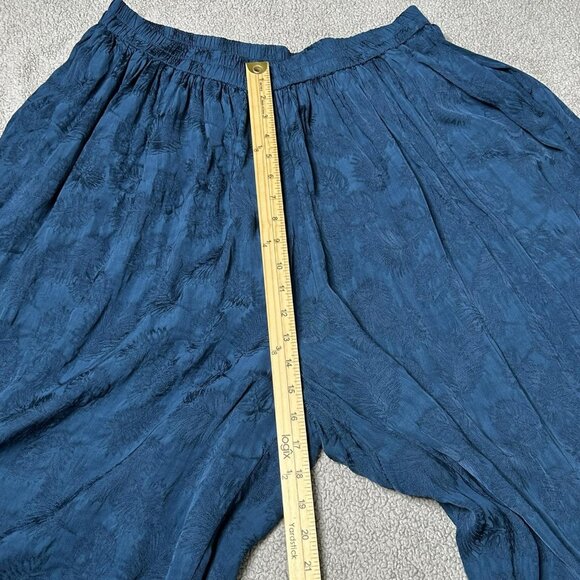 Chico's Pants Womens 2 US Large Blue Jacquard Wide Leg Palazzo Pull-On Culottes - Picture 10 of 13